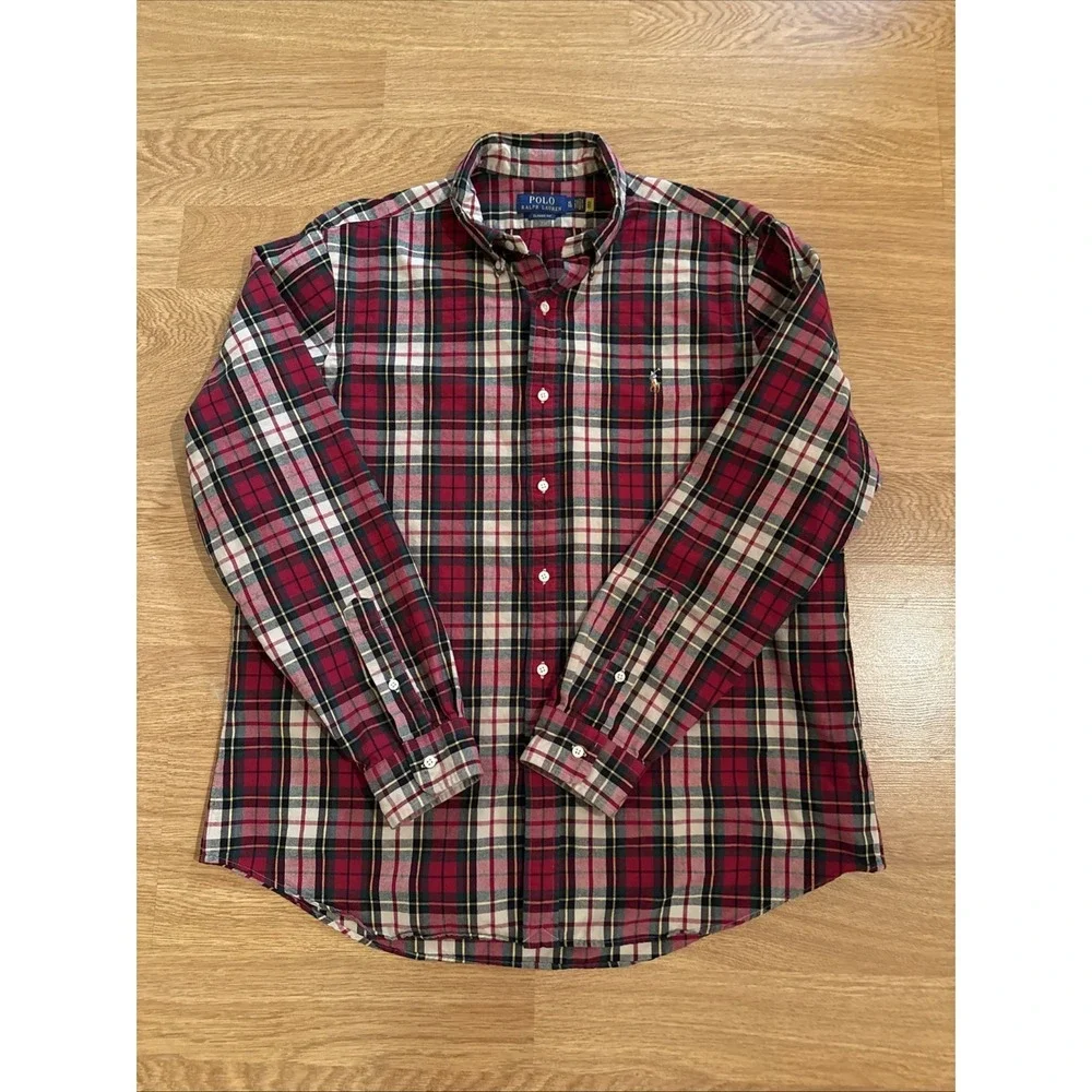 Polo Ralph Lauren Shirt Men's XL Classic Fit Multicolor Plaid Oxford Preppy EUC